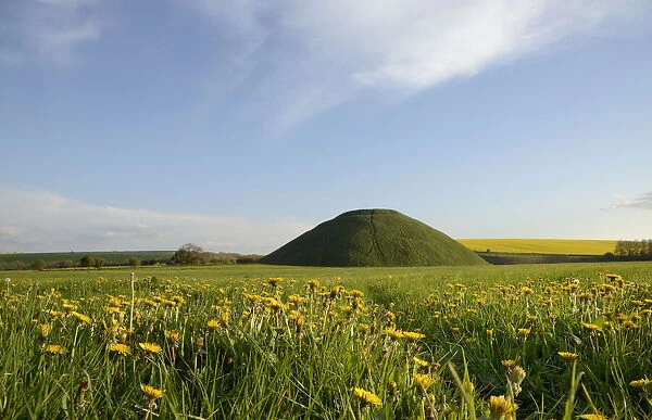 Silbury hill, a Neolithic artificial chalk mound, one of the world