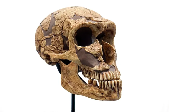 Framed Print : Skull replica of Homo neanderthalensis / Neanderthal, extinct species of archaic human who lived in Eurasia until about 40, 000 years ago Framed Print : Skull replica of Homo neanderthalensis / Neanderthal, extinct species of archaic human who lived in Eurasia until about 40, 000 years ago