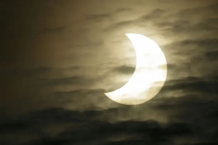 Framed Print : Solar eclipse 63% on 4 January 2011, seen from Barcelona, Spain Framed Print : Solar eclipse 63% on 4 January 2011, seen from Barcelona, Spain