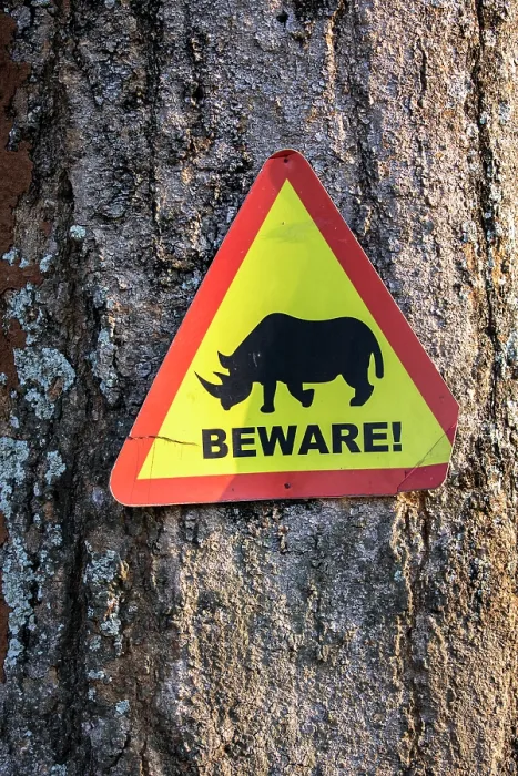 Framed Print : Southern white rhinocero (Ceratotherium simum) warning sign on tree trunk, Ziwa rhino sanctuary, Uganda Framed Print : Southern white rhinocero (Ceratotherium simum) warning sign on tree trunk, Ziwa rhino sanctuary, Uganda