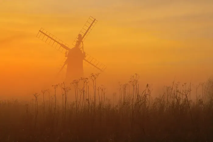 Framed Print : St Benets Level Drainage Mill at sunset. Norfolk Broads, England, UK, February Framed Print : St Benets Level Drainage Mill at sunset. Norfolk Broads, England, UK, February