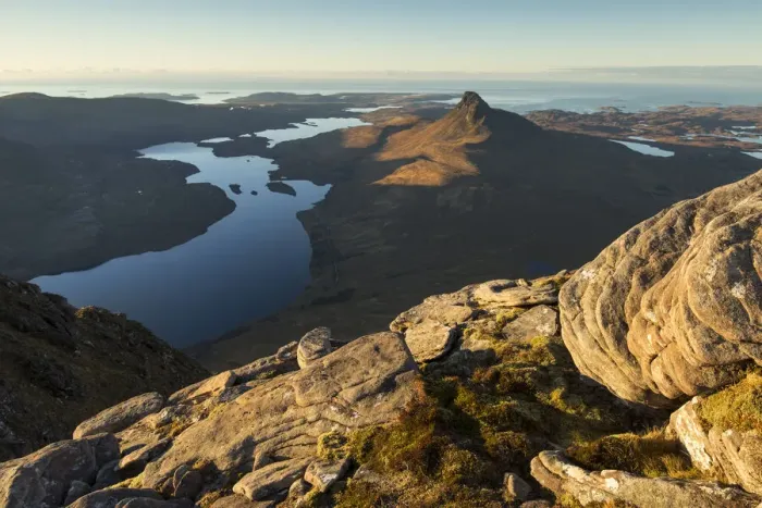Framed Print : Stac Pollaidh and Loch Lurgainn with Achiltibuie and Summer Isles beyond Framed Print : Stac Pollaidh and Loch Lurgainn with Achiltibuie and Summer Isles beyond