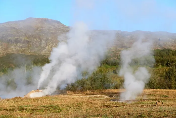 Framed Print : Steam from geothermal vents / fumaroles, Geysir, Selfoss, Iceland. September, 2023 Framed Print : Steam from geothermal vents / fumaroles, Geysir, Selfoss, Iceland. September, 2023