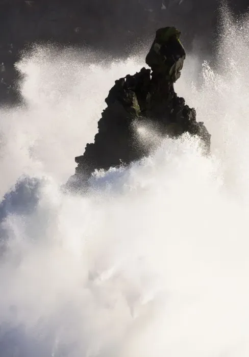 Framed Print : Storm waves breaking against cliffs at Svortuloft, Iceland April 2016 Framed Print : Storm waves breaking against cliffs at Svortuloft, Iceland April 2016