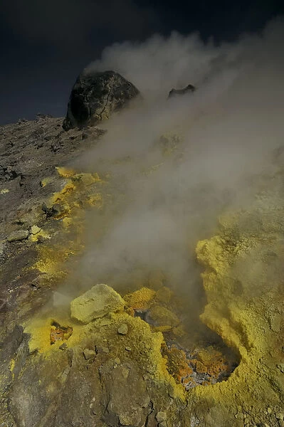 Sulphuric gases coming out of a fumarole (solfatara) Vulcano, Aeolian Islands, Italy