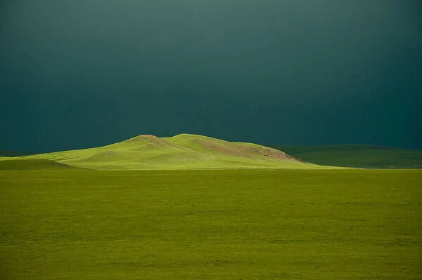Sunlight on grassland from QinghaiaTibet  /  Qingzang railway, the worlds highest railway
