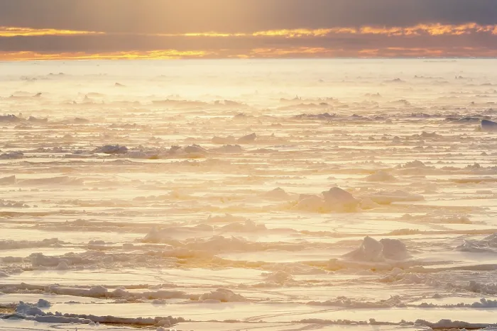 Framed Print : Sunrise over sea ice, Franklin Island, Ross Sea, Antarctica. February, 2023