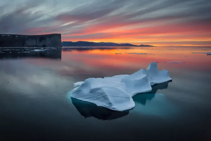 Framed Print : Sunset off Scott Island, with floating pieces of sea ice, Scott Inlet, Baffin Island, Canadian Arctic, August 2015 Framed Print : Sunset off Scott Island, with floating pieces of sea ice, Scott Inlet, Baffin Island, Canadian Arctic, August 2015