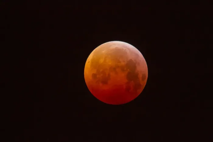 Framed Print : Super Blood Wolf Moon or Blood Moon Eclipse so called because a Lunar eclipse is appearing