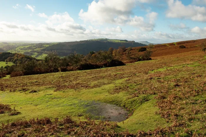 Framed Print : Temporary spring on Garway Hill, looking west towards Graig Syfyrddin and The Skirrid in Wales, Herefordshire, England, UK. November, 2023 Framed Print : Temporary spring on Garway Hill, looking west towards Graig Syfyrddin and The Skirrid in Wales, Herefordshire, England, UK. November, 2023