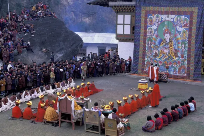 Framed Print : Thangka unrolling ceremony, Gom Kora festival, Eastern Bhutan Framed Print : Thangka unrolling ceremony, Gom Kora festival, Eastern Bhutan