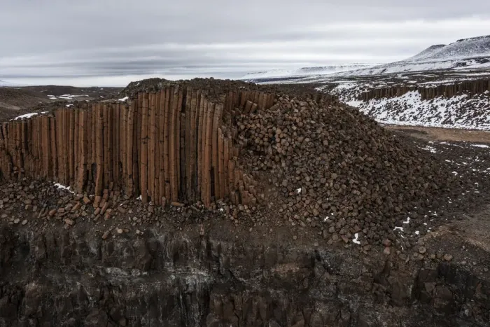Framed Print : Towering basalt columns on clifftop, Putoransky State Nature Reserve, Putorana Plateau, Siberia, Russia. May, 2021 Framed Print : Towering basalt columns on clifftop, Putoransky State Nature Reserve, Putorana Plateau, Siberia, Russia. May, 2021