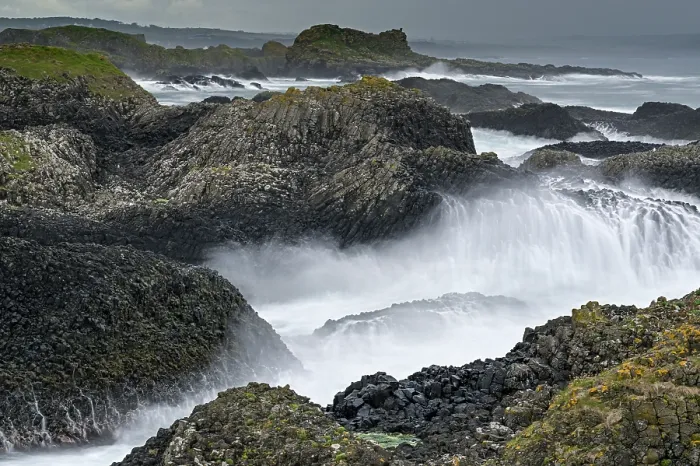 Framed Print : Turbulent sea on coastal basalt, Ballintoy Bay, County Antrim, Northern Ireland, UK. June, 2022 Framed Print : Turbulent sea on coastal basalt, Ballintoy Bay, County Antrim, Northern Ireland, UK. June, 2022