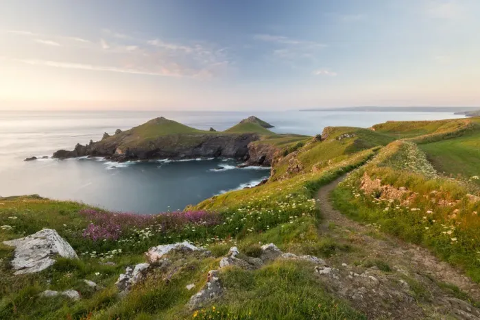 Framed Print : Twin headland, The Rumps, in late evening light, Pentire Point, near Polzeath, Cornwall, UK Framed Print : Twin headland, The Rumps, in late evening light, Pentire Point, near Polzeath, Cornwall, UK