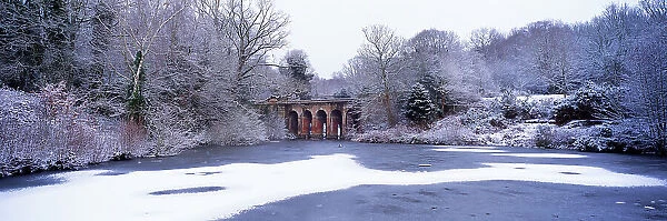 The Viaduct Bridge on an icy winter day, Hampstead Heath, London, England, UK