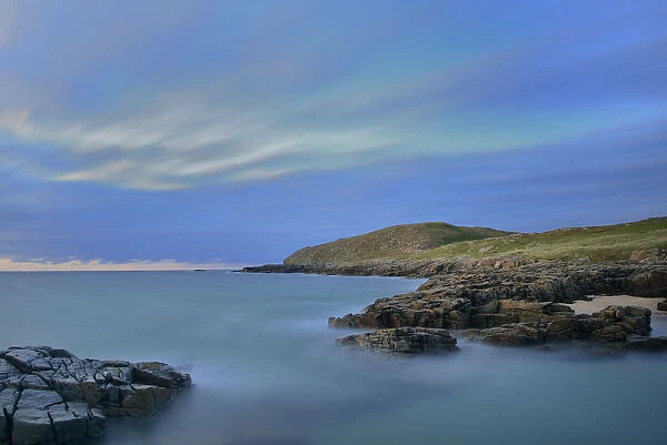 View from Altweary Bay to Melmore Head, Rosguill Peninsula in the early evening, County Donegal