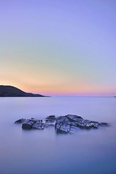 View from Altweary Bay to Melmore Head, Rosguill Peninsula at dusk, County Donegal