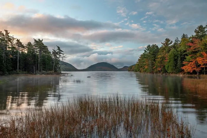 Framed Print : View over Eagle Lake after sunrise, Acadia National Park, Maine, USA. October, 2023 Framed Print : View over Eagle Lake after sunrise, Acadia National Park, Maine, USA. October, 2023