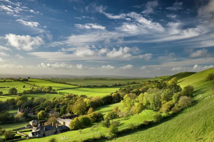 Framed Print : View over hills and farmland, Corton Denham, Somerset, England, UK. October, 2022 Framed Print : View over hills and farmland, Corton Denham, Somerset, England, UK. October, 2022