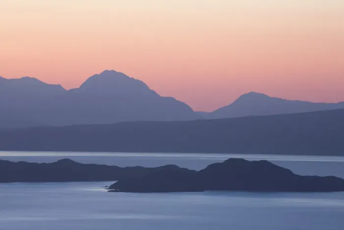 Framed Print : View from Isle of Skye across Sound of Rsay to Rona and Torridon Hills, at dawn Framed Print : View from Isle of Skye across Sound of Rsay to Rona and Torridon Hills, at dawn
