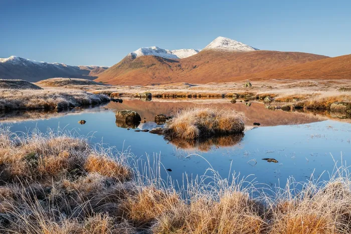 Framed Print : View of Lochan na h-Achlaise and the Black Mount, Rannoch Moor, on a frosty morning in autumn, Argyll and Bute, Highlands, Scotland, UK. November, 2023 Framed Print : View of Lochan na h-Achlaise and the Black Mount, Rannoch Moor, on a frosty morning in autumn, Argyll and Bute, Highlands, Scotland, UK. November, 2023
