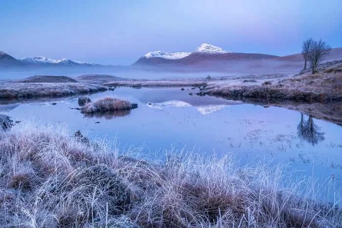 Framed Print : View of Lochan na h-Achlaise and the Black Mount, Rannoch Moor, on a frosty morning in autumn, Argyll and Bute, Highlands, Scotland, UK. November, 2023 Framed Print : View of Lochan na h-Achlaise and the Black Mount, Rannoch Moor, on a frosty morning in autumn, Argyll and Bute, Highlands, Scotland, UK. November, 2023
