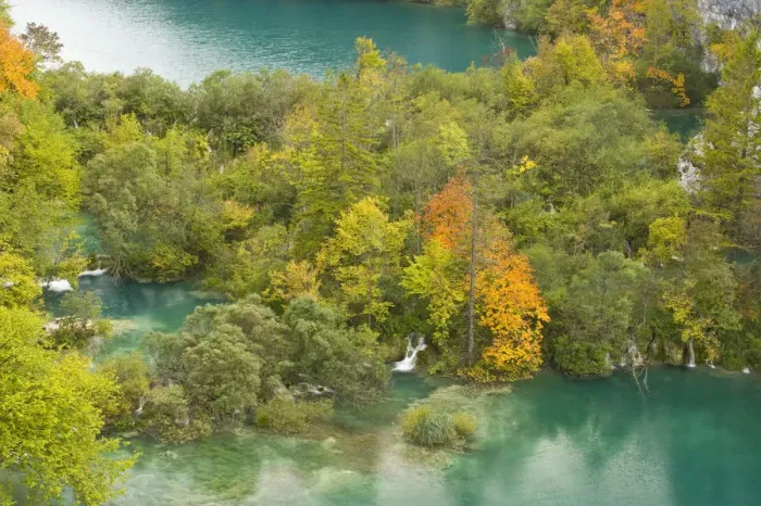 Framed Print : View on Lower Lakes in autumn, Plitvice Lakes NP, Croatia, October 2008