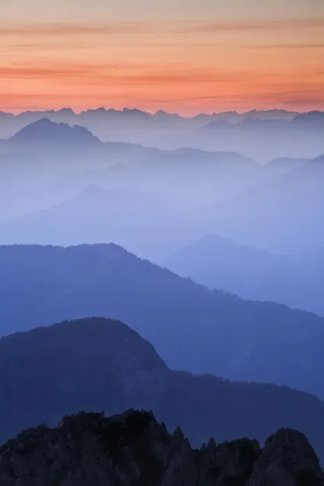 Framed Print : View from the Mangrt Pass at 2000m looking from Slovenia towards Italy at sunset