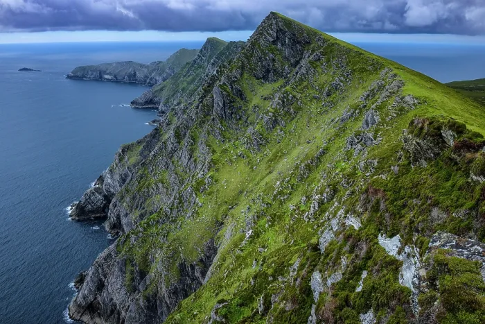 Framed Print : View to sea along the Achill Head cliffs on west peninsula, Achill Island, County Mayo, Republic of Ireland. June, 2019 Framed Print : View to sea along the Achill Head cliffs on west peninsula, Achill Island, County Mayo, Republic of Ireland. June, 2019