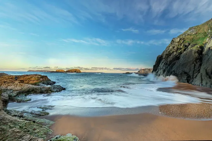 Framed Print : View of secluded beach near Ballintoy Harbour, County Antrim, Irish Sea, Northern Ireland. December, 2021 Framed Print : View of secluded beach near Ballintoy Harbour, County Antrim, Irish Sea, Northern Ireland. December, 2021