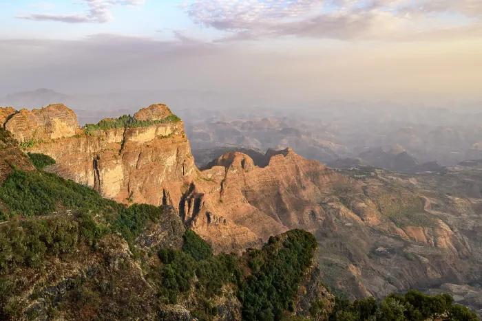 Framed Print : View over the Simien Mountains at sunrise, Simien Mountains National Park, Ethiopia. March, 2021 Framed Print : View over the Simien Mountains at sunrise, Simien Mountains National Park, Ethiopia. March, 2021