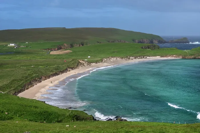 Framed Print : View of Spiggie Beach on the western coast of south mainland Shetland, Scotland, UK. June, 2017 Framed Print : View of Spiggie Beach on the western coast of south mainland Shetland, Scotland, UK. June, 2017
