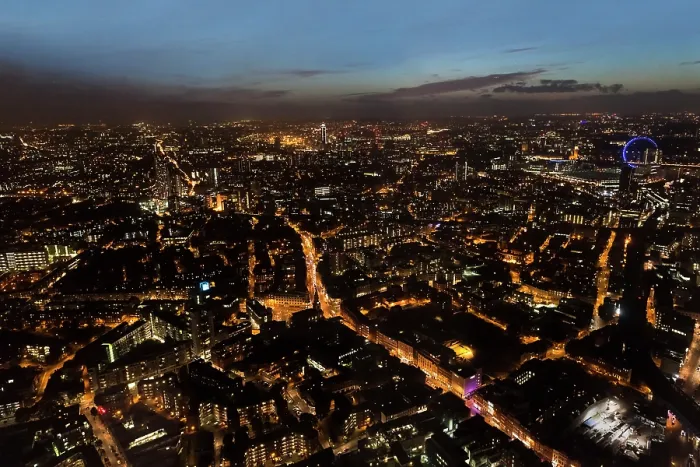 Framed Print : View over western London at twilight from the viewing platform of the Shard tower, London Bridge, London, England, UK. October, 2014