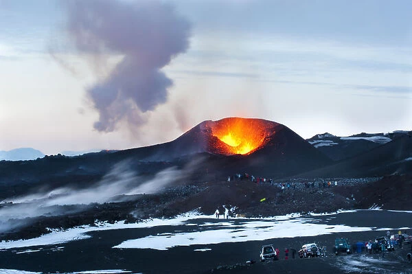 Volcanic eruption, Eyjafjallajokull, near the Myrdalsjokull glacier, South Iceland