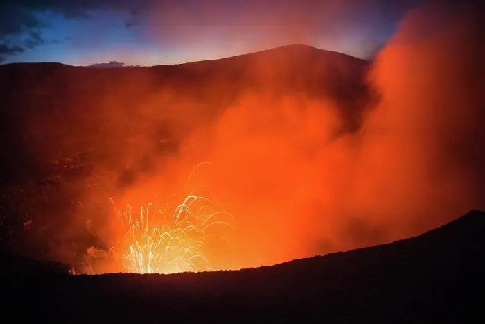 Framed Print : Volcanic lava lake erupting with molten lava at dawn, Mount Yasur, Tanna Island, Vanuatu. June, 2019 Framed Print : Volcanic lava lake erupting with molten lava at dawn, Mount Yasur, Tanna Island, Vanuatu. June, 2019