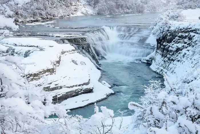 Framed Print : Waterfall and cascades on partially frozen Paine River in winter, Torres del Paine National Park, Patagonia, Chile. July, 2022 Framed Print : Waterfall and cascades on partially frozen Paine River in winter, Torres del Paine National Park, Patagonia, Chile. July, 2022