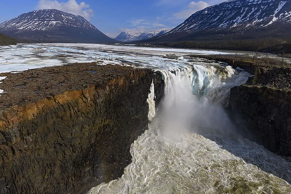 Waterfall in Putoransky State Nature Reserve, Putorana Plateau, Siberia, Russia
