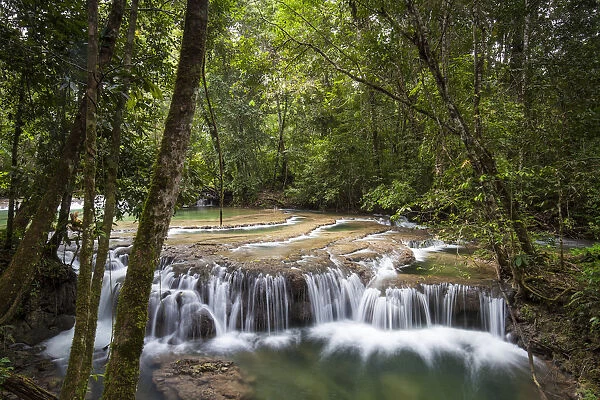 Waterfall in tropical rainforest at Lacan-tun, Montes Azules Biosphere Reserve, Chiapas