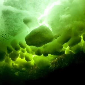 Abstract ice formations seen from underwater, Arctic circle Dive Center, White Sea