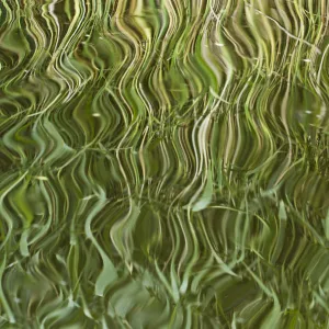 Abstract reflection of reeds in rippled water, Westhay Moor SWT reserve, Somerset Levels