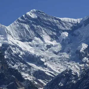 Aerial photo of glacier, Annapurna mountain, north of Pokhara, Nepal, March 2019 Aerial photo of glacier, Annapurna mountain, north of Pokhara, Nepal, March 2019