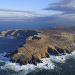 Aerial view of Binrawros Point and lighthouse, Aran Island, County Donegal, Republic of Ireland Aerial view of Binrawros Point and lighthouse, Aran Island, County Donegal, Republic of Ireland