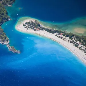 Aerial view of the famous Blue Lagoon and Belcekiz beach along the Turquoise coast