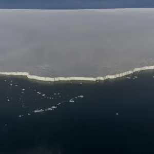 Aerial view of ice shelf in Franz Jozef Land, Arctic Russia. July 2019 Aerial view of ice shelf in Franz Jozef Land, Arctic Russia. July 2019