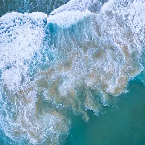 Aerial view of the sea over Antuerta beach, Trasmiera Coast