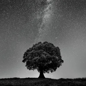English Oak Tree under Milky Way, Brecon Beacons National Park Print English Oak Tree under Milky Way, Brecon Beacons National Park Print