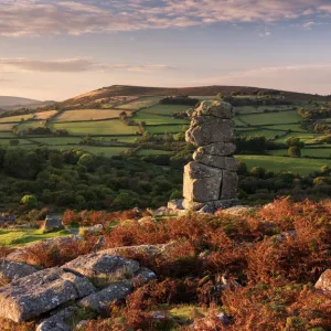 Bowermans Nose, late evening light in autumn, Dartmoor National Park, Devon, UK