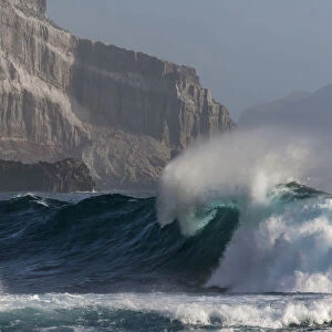 Cliff wall and wave, Guadalupe Island Biosphere Reserve, off the coast of Baja California