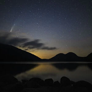 Comet Neowise over Jordan Pond, Acadia National Park, Maine, USA. July, 2020