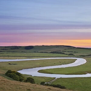 The Cuckmere River at sunset, Seven Sisters Country Park, South Downs National Park